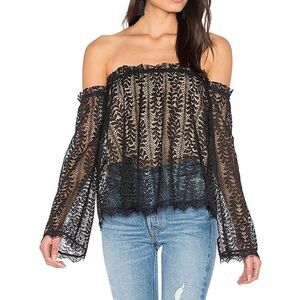 Heartloom Maryam Black Lace Off Shoulder Top S
